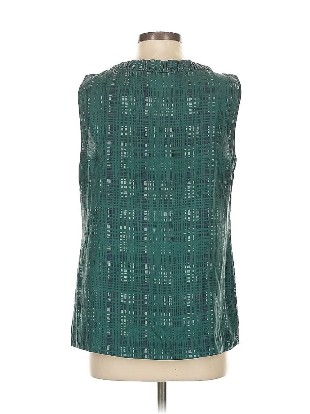 TORY BURCH 100% silk blouse top green teal sleeveless tie neck SIZE 8 - Picture 6 of 12